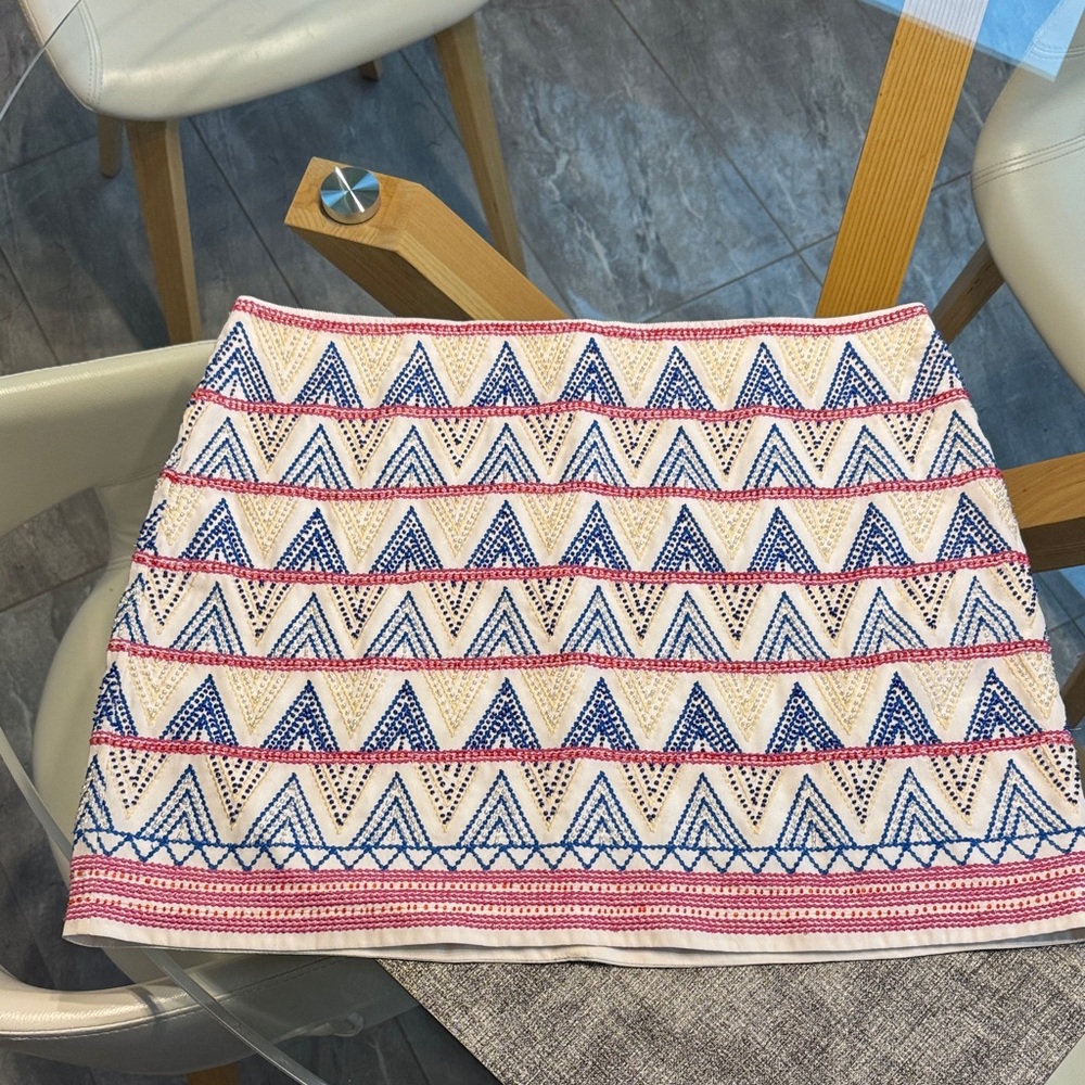 Club Monaco Geometric Patterned Skirt - Blue, Red, White